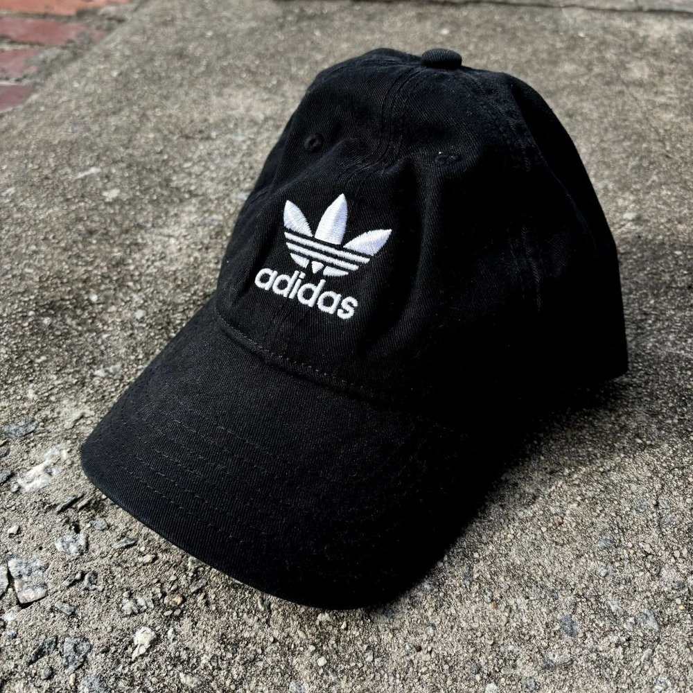 Adidas Black Adult Baseball Cap Hat OS Adjustable White Logo